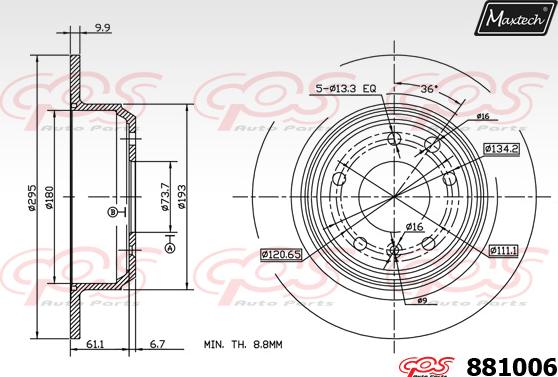 Maxtech 861319 - Тормозной диск autodnr.net