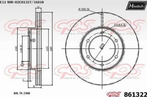 Maxtech 861322.0000 - Гальмівний диск autocars.com.ua