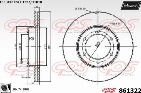 Maxtech 861322.0060 - Гальмівний диск autocars.com.ua