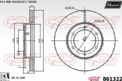 Maxtech 861322.0080 - Гальмівний диск autocars.com.ua