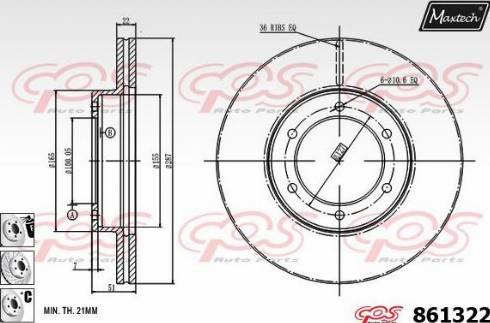 Maxtech 861322.6980 - Гальмівний диск autocars.com.ua