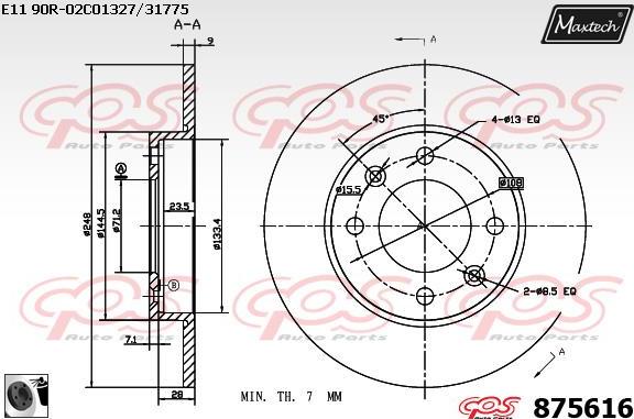 Maxtech 861322 - Гальмівний диск autocars.com.ua