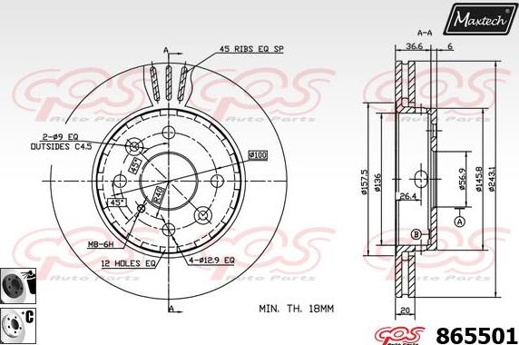 Maxtech 861329 - Гальмівний диск autocars.com.ua