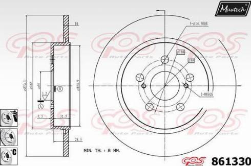 Maxtech 861330.6880 - Гальмівний диск autocars.com.ua