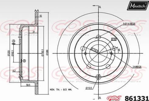 Maxtech 861331.0000 - Гальмівний диск autocars.com.ua