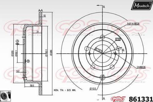 Maxtech 861331.0060 - Гальмівний диск autocars.com.ua