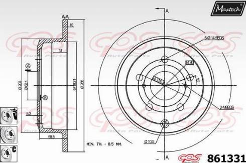 Maxtech 861331.6980 - Гальмівний диск autocars.com.ua