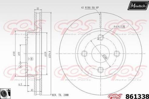 Maxtech 861338.0060 - Гальмівний диск autocars.com.ua