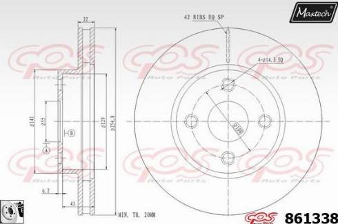 Maxtech 861338.0080 - Гальмівний диск autocars.com.ua