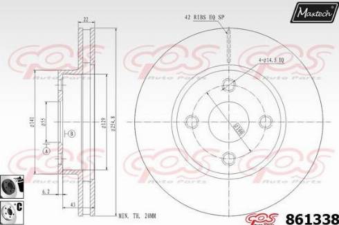 Maxtech 861338.6060 - Гальмівний диск autocars.com.ua