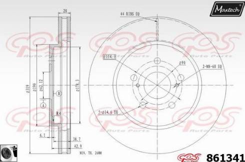 Maxtech 861341.0060 - Гальмівний диск autocars.com.ua