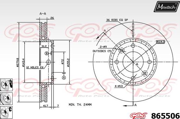 Maxtech 861342 - Гальмівний диск autocars.com.ua