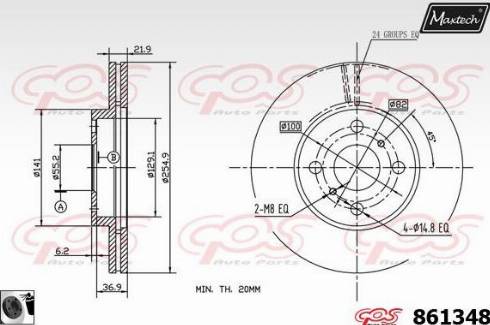 Maxtech 861348.0060 - Гальмівний диск autocars.com.ua