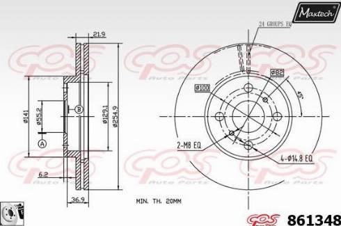 Maxtech 861348.0080 - Гальмівний диск autocars.com.ua