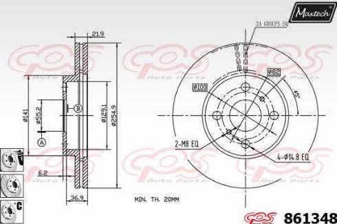 Maxtech 861348.6880 - Гальмівний диск autocars.com.ua