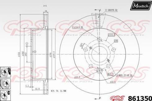 Maxtech 861350.6880 - Гальмівний диск autocars.com.ua