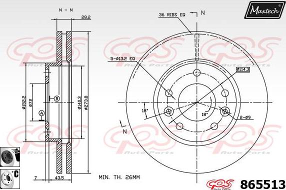 Maxtech 861350 - Гальмівний диск autocars.com.ua