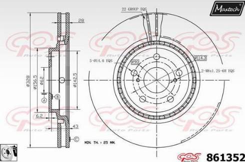 Maxtech 861352.0080 - Гальмівний диск autocars.com.ua