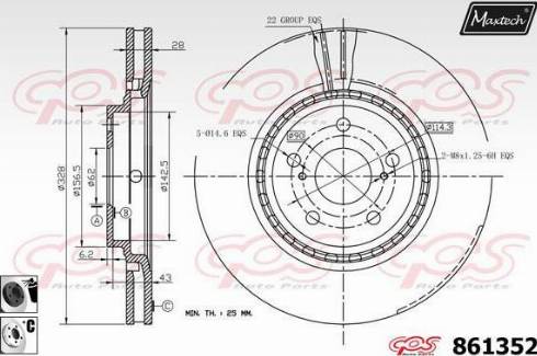 Maxtech 861352.6060 - Гальмівний диск autocars.com.ua