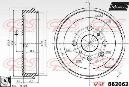 Maxtech 862062.0080 - Гальмівний барабан autocars.com.ua