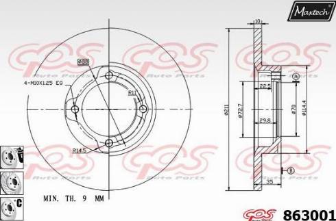 Maxtech 863001.6980 - Гальмівний диск autocars.com.ua