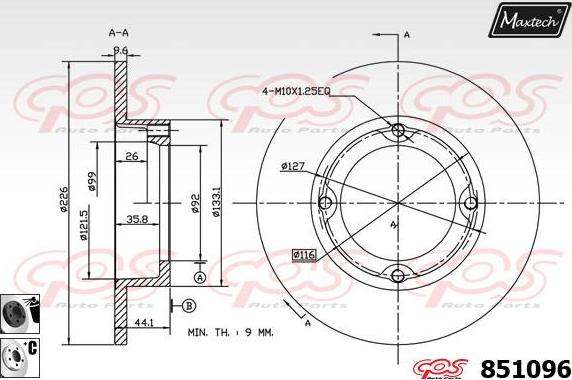 Maxtech 863001 - Гальмівний диск autocars.com.ua