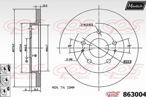 Maxtech 863004.6880 - Гальмівний диск autocars.com.ua