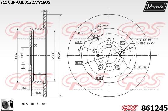 Maxtech 863004 - Гальмівний диск autocars.com.ua