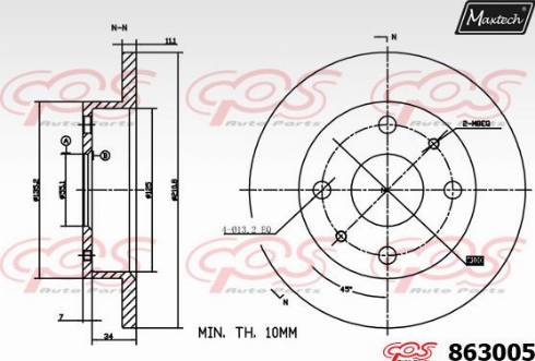 Maxtech 863005.0000 - Гальмівний диск autocars.com.ua