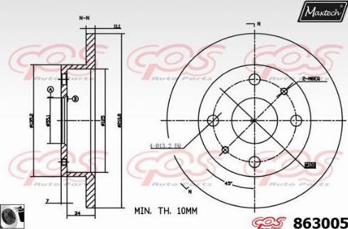 Maxtech 863005.0060 - Гальмівний диск autocars.com.ua