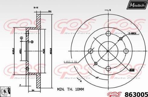 Maxtech 863005.0080 - Гальмівний диск autocars.com.ua