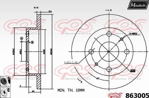 Maxtech 863005.6060 - Гальмівний диск autocars.com.ua