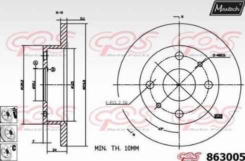 Maxtech 863005.6880 - Гальмівний диск autocars.com.ua