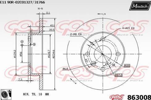 Maxtech 863008.0060 - Гальмівний диск autocars.com.ua