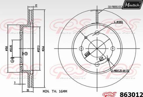 Maxtech 863012.0000 - Гальмівний диск autocars.com.ua