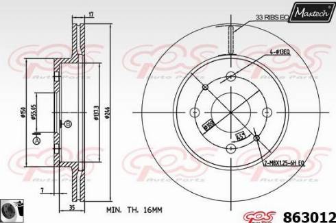 Maxtech 863012.0060 - Гальмівний диск autocars.com.ua