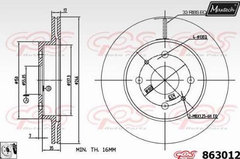 Maxtech 863012.0080 - Гальмівний диск autocars.com.ua