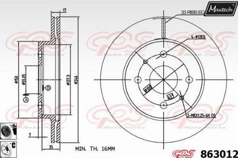 Maxtech 863012.6060 - Гальмівний диск autocars.com.ua