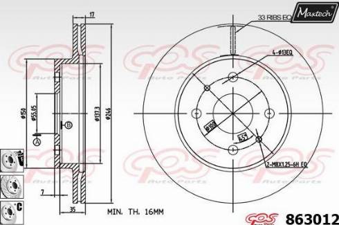 Maxtech 863012.6880 - Гальмівний диск autocars.com.ua