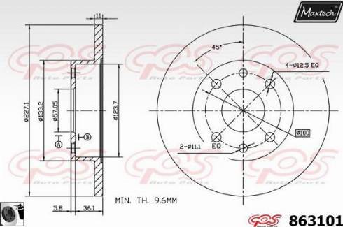 Maxtech 863101.0060 - Гальмівний диск autocars.com.ua