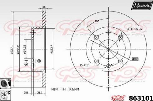 Maxtech 863101.6060 - Гальмівний диск autocars.com.ua