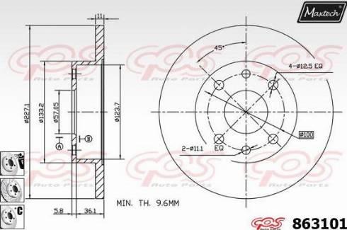 Maxtech 863101.6880 - Гальмівний диск autocars.com.ua