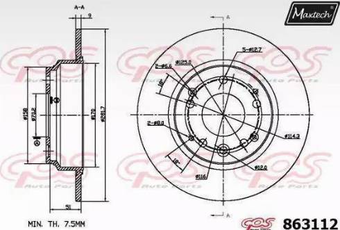 Maxtech 863112.6060 - Гальмівний диск autocars.com.ua