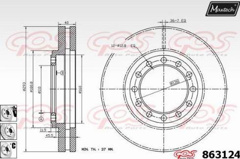 Maxtech 863124.6880 - Гальмівний диск autocars.com.ua