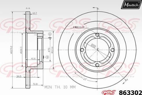 Maxtech 863302.0000 - Гальмівний диск autocars.com.ua