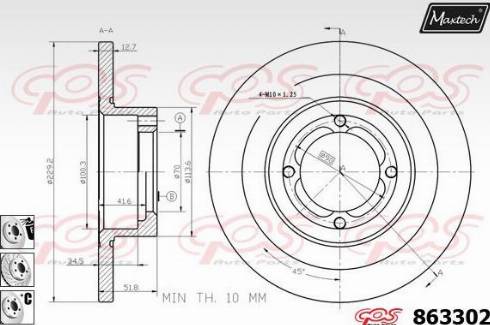 Maxtech 863302.6980 - Гальмівний диск autocars.com.ua