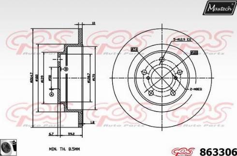 Maxtech 863306.0060 - Гальмівний диск autocars.com.ua