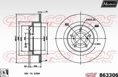 Maxtech 863306.0080 - Гальмівний диск autocars.com.ua