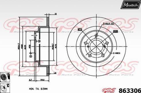 Maxtech 863306.6060 - Гальмівний диск autocars.com.ua