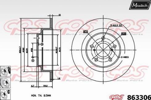 Maxtech 863306.6880 - Гальмівний диск autocars.com.ua